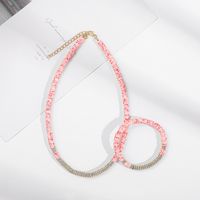 Fashion Pink Soft Ceramic 6mm Clavicle Chain Women's Short Necklace Bracelet Set main image 3
