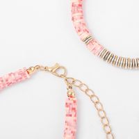 Fashion Pink Soft Ceramic 6mm Clavicle Chain Women's Short Necklace Bracelet Set main image 6