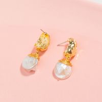 Hot-selling Shaped Metal Hand-woven Natural Freshwater Pearl Alloy Earrings For Women main image 1