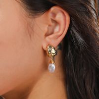 Hot-selling Shaped Metal Hand-woven Natural Freshwater Pearl Alloy Earrings For Women main image 3