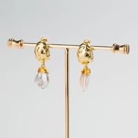Hot-selling Shaped Metal Hand-woven Natural Freshwater Pearl Alloy Earrings For Women main image 4