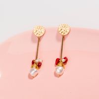 New Fashion  Natural Pearl Winding Coral Stone Alloy Earrings main image 3