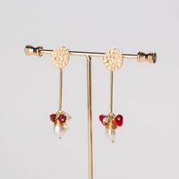 New Fashion  Natural Pearl Winding Coral Stone Alloy Earrings main image 4