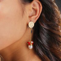New Fashion  Natural Pearl Winding Coral Stone Alloy Earrings main image 5