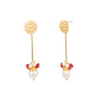 New Fashion  Natural Pearl Winding Coral Stone Alloy Earrings main image 6