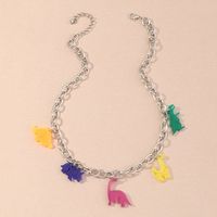 Cute Fun Resin Dinosaur Pendant  Silver Chain Women's Necklace main image 4