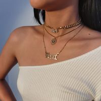 Creative Fashion Simple Multi-layer Clavicle Necklace Retro Alloy Letter Set Women's Necklace main image 3