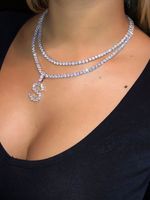 Collar De Mujer Con Colgante De Diamante Lleno De Nueva Letra De Moda main image 1