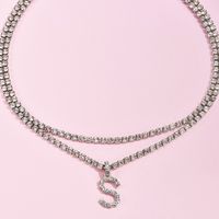 Fashion New Letter Full Diamond Pendant Women's Necklace main image 4