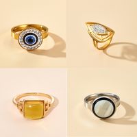 Fashion Diamond Devil's Eye Drop-shaped Ring Simple Punk Turquoise Ring Wholesale main image 1