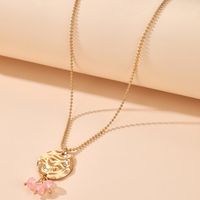 Fashion Disc Pink Crystal Necklace Creative One Hundred Round Bead Chain Short Clavicle Chain main image 3