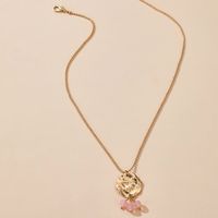Fashion Disc Pink Crystal Necklace Creative One Hundred Round Bead Chain Short Clavicle Chain main image 5