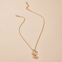Fashion Disc Pink Crystal Necklace Creative One Hundred Round Bead Chain Short Clavicle Chain main image 6