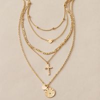 Love Cross Necklace Bohemian Heart Pendant Multi-layered Necklaces main image 4