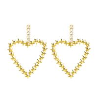 Exaggerated Golden Heart-shaped Alloy Inlaid Rhinestones S925 Silver Needle Fashion All-match Earrings Wholesale main image 6