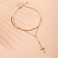 Fashion Simple Necklace  Retro Cross Pendant Double Women's Clavicle Necklace main image 2
