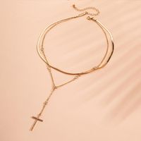 Fashion Simple Necklace  Retro Cross Pendant Double Women's Clavicle Necklace main image 4