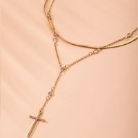 Collier De Mode Simple Collier Rétro Croix Pendentif Double Collier Clavicule Pour Femmes main image 5