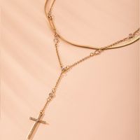 Fashion Simple Necklace  Retro Cross Pendant Double Women's Clavicle Necklace main image 5
