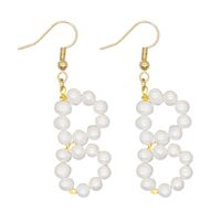 Woven  Letter  Fashion Baroque Natural Freshwater Pearl Earrings Wholesale main image 5