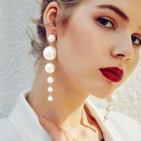 Simple Multi-size Pearl Long Earrings Wholesale Nihaojewerly main image 3