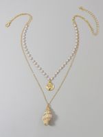 Hot Selling Double Layer Gold Coin Shell Women's Necklace main image 3