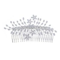 Three-dimensional Floral Leaf Zircon Hair Comb Bridal Hair Insert Comb Wholesale main image 6