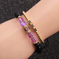 New Fashion Moonlight Bright Stone Micro-inlaid Zircon Cube Cylindrical Water Drop Copper Bracelet Set main image 2