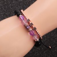 New Fashion Moonlight Bright Stone Micro-inlaid Zircon Cube Cylindrical Water Drop Copper Bracelet Set main image 3