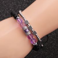 New Fashion Moonlight Bright Stone Micro-inlaid Zircon Cube Cylindrical Water Drop Copper Bracelet Set main image 4