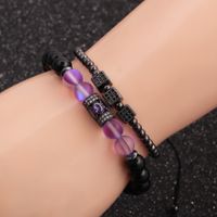 New Fashion Moonlight Bright Stone Micro-inlaid Zircon Cube Cylindrical Water Drop Copper Bracelet Set main image 5