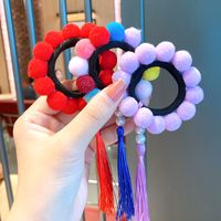 Children's Ball  Color Tassel Hair Tie Girls Baby Princess Cute Rubber Band main image 3