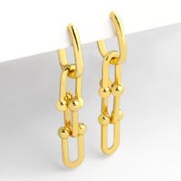 Fashion Niche U-shaped Chain Stacked Ring Copper Earrings For Women main image 1