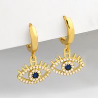 Fashion Simple Exaggerated Demon Eye Fashion Trend Inlaid Colored Zircon Copper Earrings main image 3