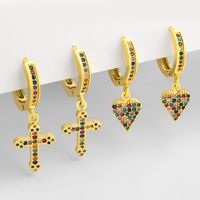 Hot-selling Colorful Zircon Retro Cross Love Copper Earrings For Women Wholesale main image 1