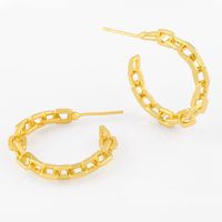 Fashion Simple C-shaped Chain Buckle Geometric Big Fashion Retro Copper Earrings For Women main image 2