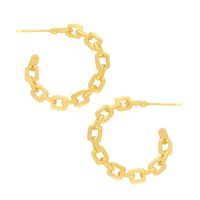 Boucle De Chaîne En Forme De C Simple Mode Géométrique Grandes Boucles D'oreilles En Cuivre Rétro Pour Femmes main image 3