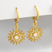 Fashion New Sun Flower Inlaid Zircon Copper Earrings For Women Wholesale main image 3