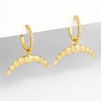 New Fashion Retro Crescent Diamond Striped Geometric Copper Earrings For Women main image 1