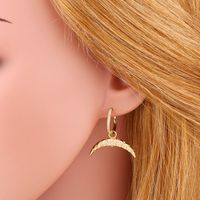 New Fashion Retro Crescent Diamond Striped Geometric Copper Earrings For Women main image 4