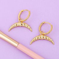 New Fashion Retro Crescent Diamond Striped Geometric Copper Earrings For Women main image 5