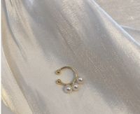Korean Simple Ear Bone Clip Two-piece Metal Tassel Pearl  Earrings Set Wholesale sku image 1