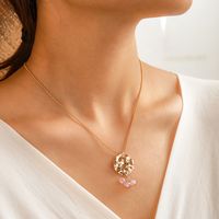Disque De Mode Collier En Cristal Rose Créatif Cent Chaîne De Perles Rondes Chaîne Courte De La Clavicule sku image 1