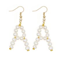 Woven  Letter  Fashion Baroque Natural Freshwater Pearl Earrings Wholesale sku image 1