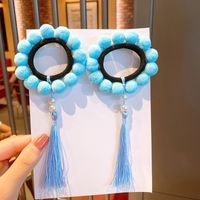 Children's Ball  Color Tassel Hair Tie Girls Baby Princess Cute Rubber Band sku image 4