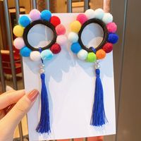 Children's Ball  Color Tassel Hair Tie Girls Baby Princess Cute Rubber Band sku image 5