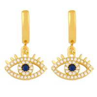Fashion Simple Exaggerated Demon Eye Fashion Trend Inlaid Colored Zircon Copper Earrings sku image 2