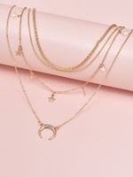 Popular Fashion New  Moon Sun Stars Multilayer Disc Necklace Wholesale Nihaojewelry sku image 1