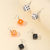 New Fashion  Creative Fun Transparent Color Plastic Dice Earrings 3 Pairs Set Wholesale sku image 2