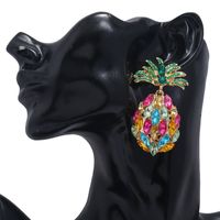 Fashion Creative Fruit Pineapple Inlaid Colorful Diamond  Earrings Wholesale main image 3